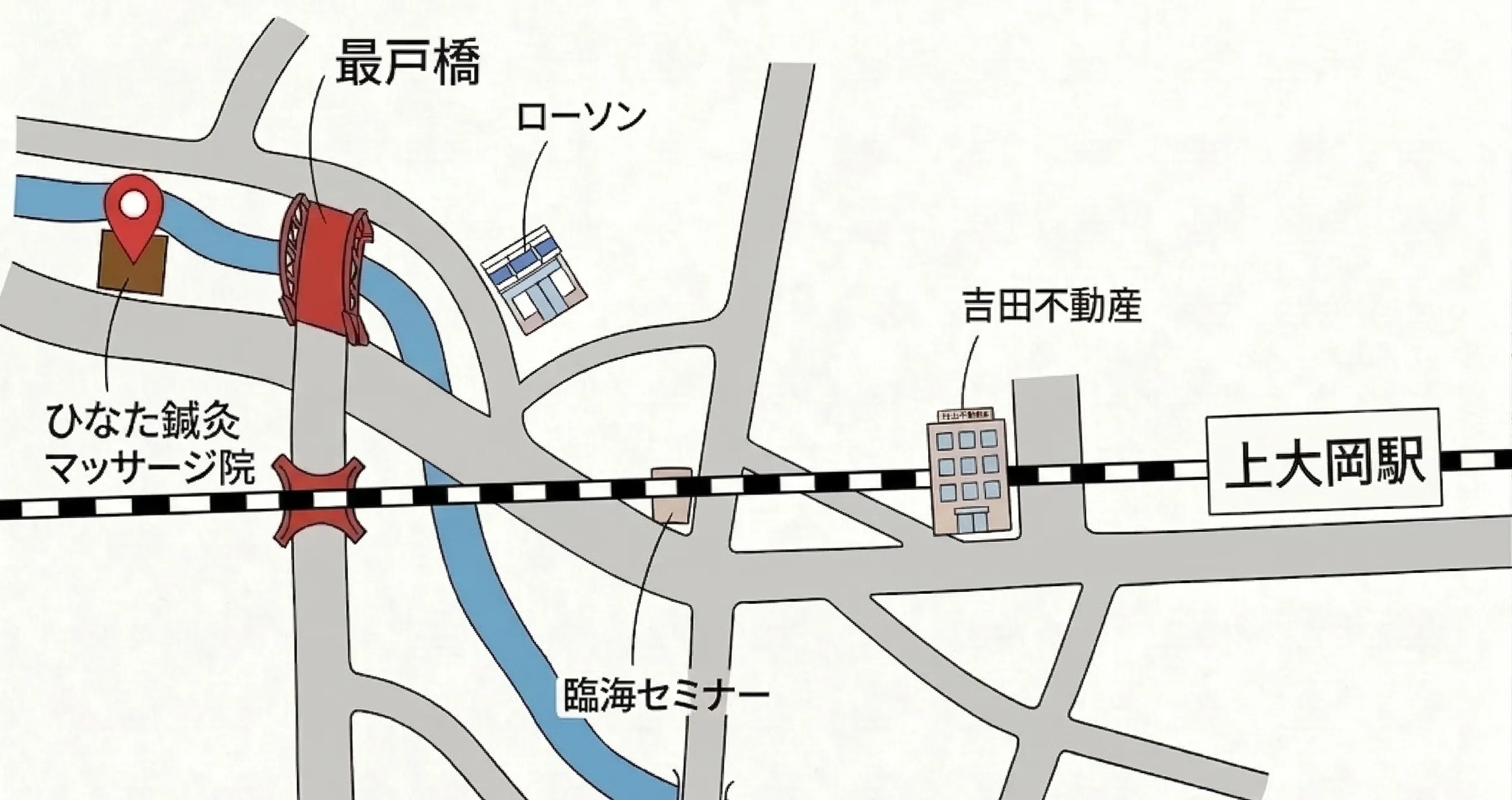 ひなた鍼灸マッサージ院 周辺マップ